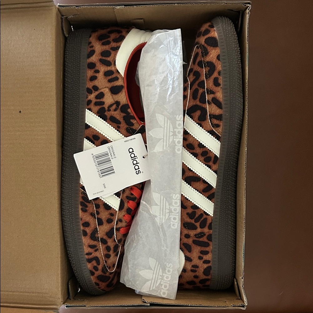 NWT Adidas Sambas Animal Print Sneakers with White Stripes
